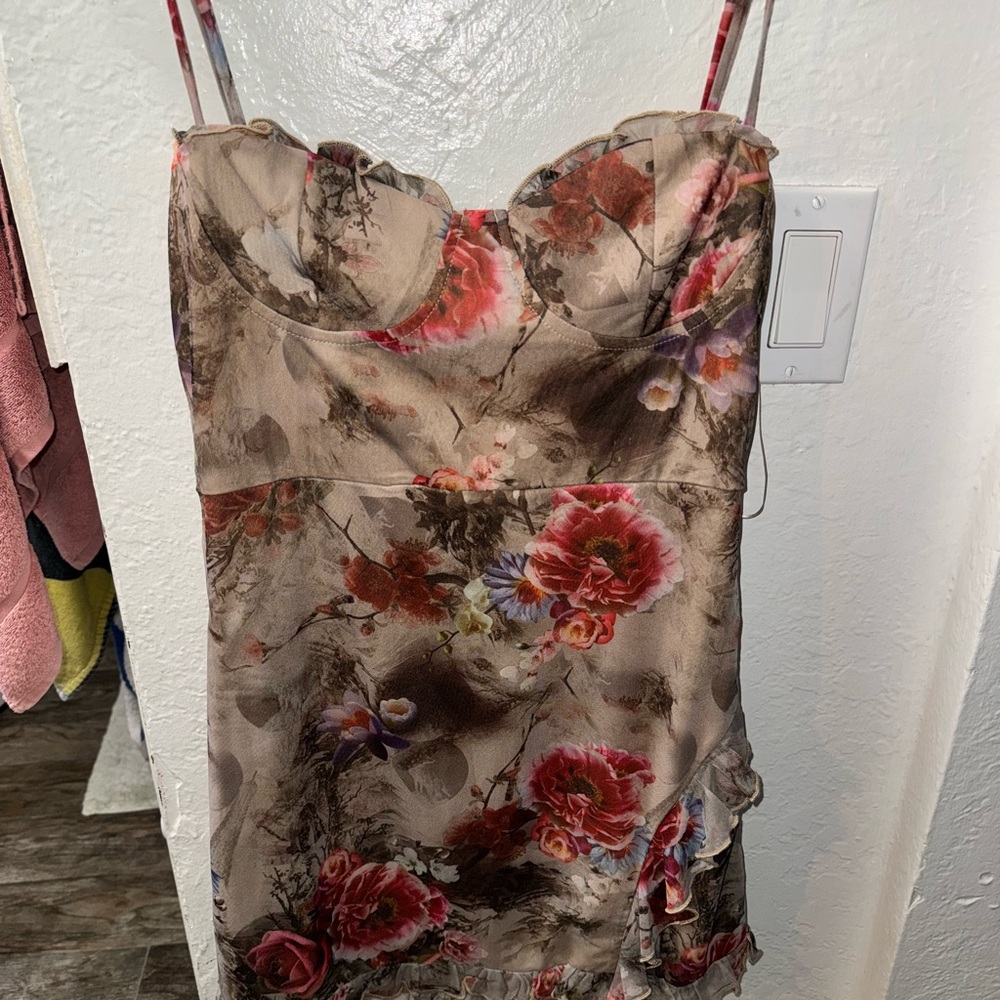 Brown Floral Mini Dress